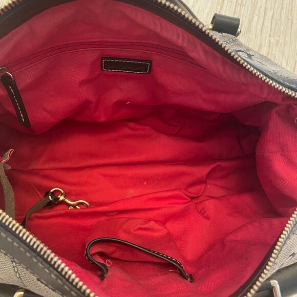 Dooney & Bourke Black/Grey Double Pocket Canvas/Leather Quilted Pattern Satchel - Picture 7 of 14